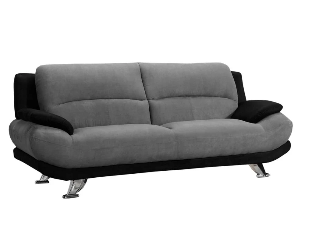 Canapé 3 Places En Microfibre MUSKO - Bicolore Gris Et Noir 5 Canapé 3 Places En Microfibre MUSKO - Bicolore Gris Et Noir – Image 5