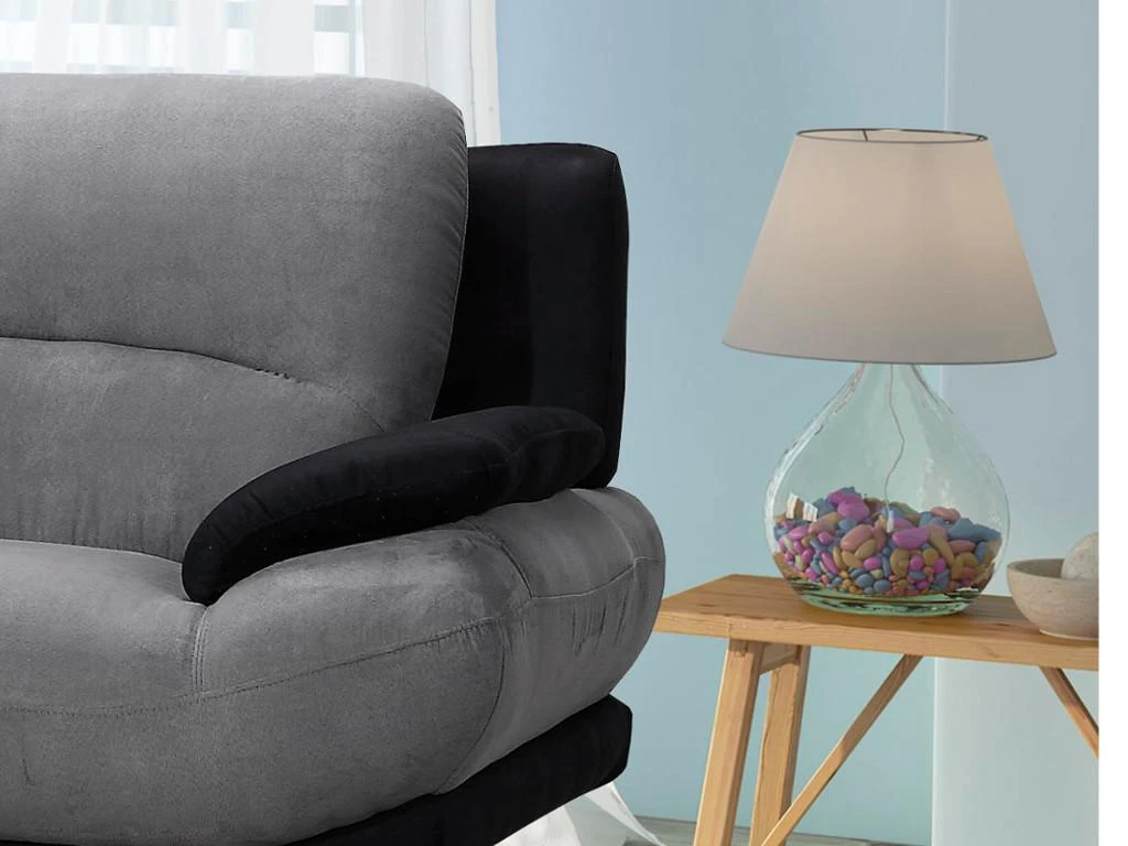 Canapé 3 Places En Microfibre MUSKO - Bicolore Gris Et Noir 3 Canapé 3 Places En Microfibre MUSKO - Bicolore Gris Et Noir – Image 3