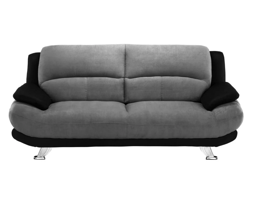 Canapé 3 Places En Microfibre MUSKO - Bicolore Gris Et Noir 4 Canapé 3 Places En Microfibre MUSKO - Bicolore Gris Et Noir – Image 4
