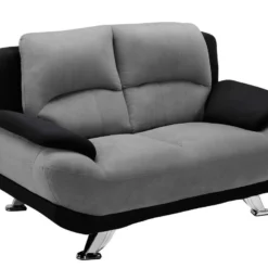 Canapé 2 Places En Microfibre MUSKO - Bicolore Gris Et Noir -Promos Chesteris Boutique canape 227151