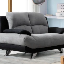 Canapé 2 Places En Microfibre MUSKO - Bicolore Gris Et Noir