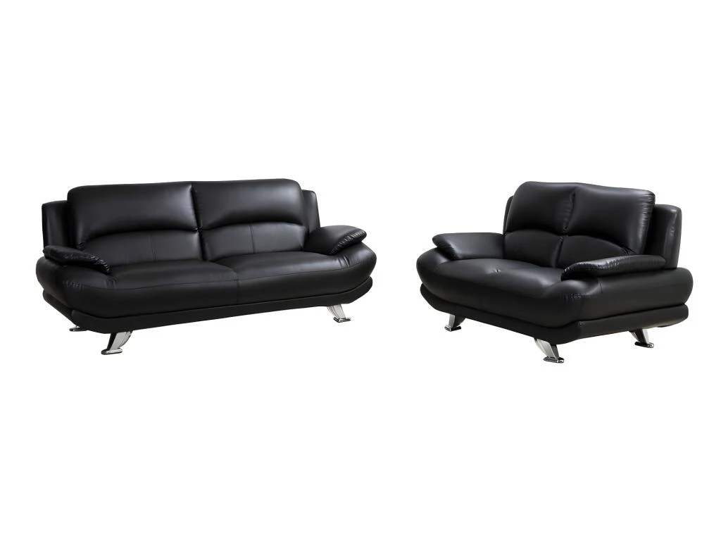 Canapé 2 Places En Simili MUSKO - Noir 6 Canapé 2 Places En Simili MUSKO - Noir – Image 6