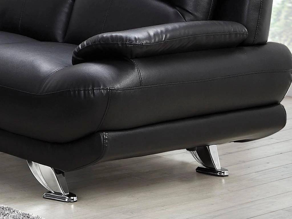 Canapé 2 Places En Simili MUSKO - Noir 3 Canapé 2 Places En Simili MUSKO - Noir – Image 3