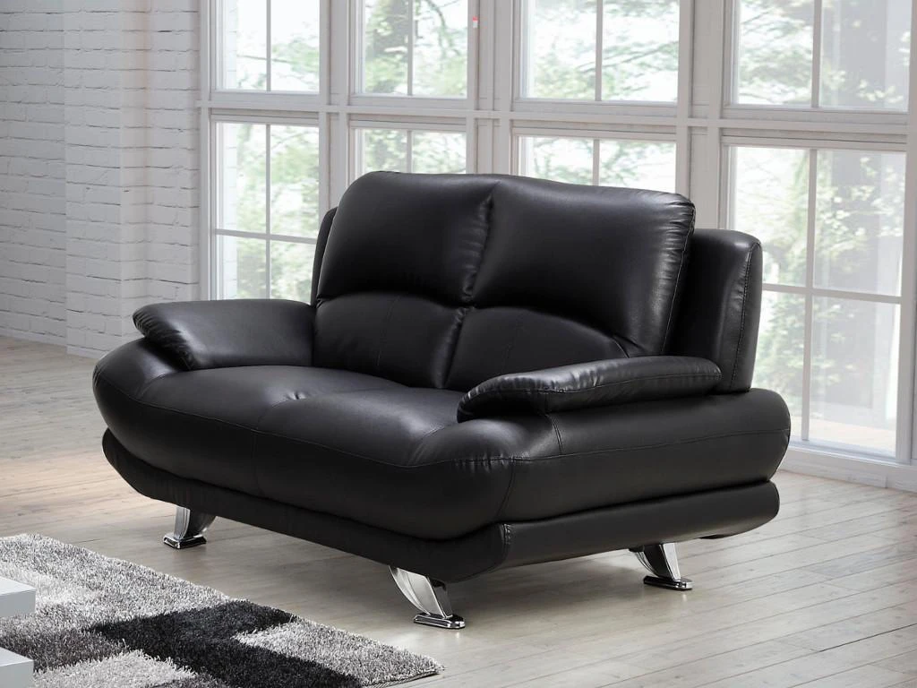 Canapé 2 Places En Simili MUSKO - Noir 1 Canapé 2 Places En Simili MUSKO - Noir