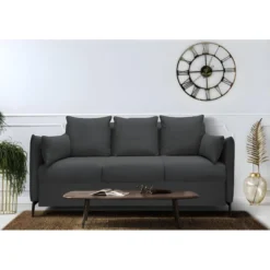 PICADILY Canapé Convertible 3 Places Noir Matelas Dunlopillo 140cm