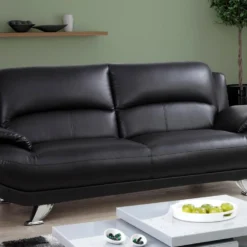 Canapé 3 Places En Simili MUSKO - Noir