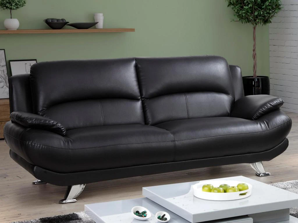 Canapé 3 Places En Simili MUSKO - Noir 1 Canapé 3 Places En Simili MUSKO - Noir