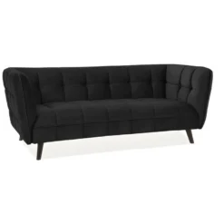 Canapé Design 3 Places En Velours 200 X 60 X 78 Cm - Noir