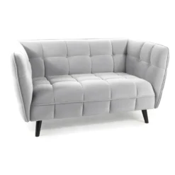 Canapé Design 2 Places En Velours 145 X 60 X 78 Cm - Gris Clair