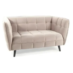 Canapé Design 2 Places En Velours 145 X 60 X 78 Cm - Beige
