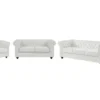 Canapés 3 Places, 2 Places Et Fauteuil En Simili Blanc CHESTERFIELD
