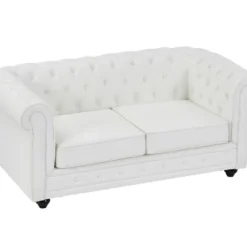 Canapés 3 Places, 2 Places Et Fauteuil En Simili Blanc CHESTERFIELD -Promos Chesteris Boutique canape 22757861