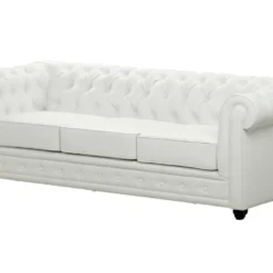 Canapés 3 Places, 2 Places Et Fauteuil En Simili Blanc CHESTERFIELD -Promos Chesteris Boutique canape 22763725