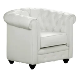 Canapés 3 Places, 2 Places Et Fauteuil En Simili Blanc CHESTERFIELD -Promos Chesteris Boutique canape 22763747