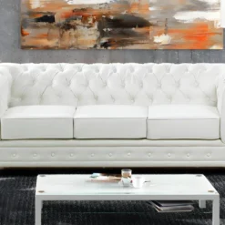 Canapés 3 Places Et 2 Places En Simili Blanc CHESTERFIELD -Promos Chesteris Boutique canape 22765053