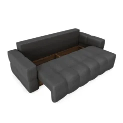 Canapé 4 Places Convertible Coffre Noyer Tissu Tramé Gris Anthracite -Promos Chesteris Boutique canape 22781781