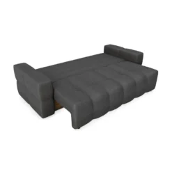 Canapé 4 Places Convertible Coffre Noyer Tissu Tramé Gris Anthracite -Promos Chesteris Boutique canape 22781783