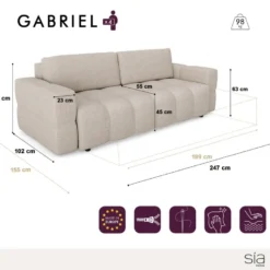 Canapé 4 Places Convertible Coffre Noyer Tissu Tramé Gris Anthracite -Promos Chesteris Boutique canape 22781785