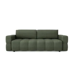 Canapé 4 Places Convertible Coffre Noyer Tissu Tramé Vert Olive -Promos Chesteris Boutique canape 22781817