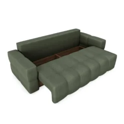 Canapé 4 Places Convertible Coffre Noyer Tissu Tramé Vert Olive -Promos Chesteris Boutique canape 22781821