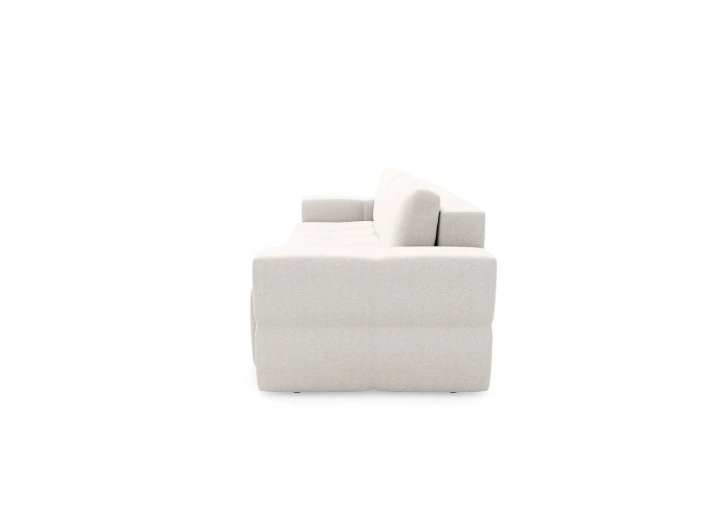 Canapé 4 Places Convertible Coffre Noyer Tissu Tramé Crème 4 Canapé 4 Places Convertible Coffre Noyer Tissu Tramé Crème – Image 4