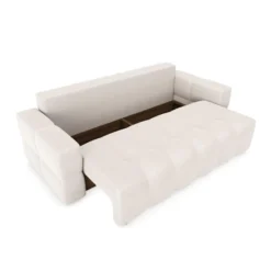 Canapé 4 Places Convertible Coffre Noyer Tissu Tramé Crème 11 Canapé 4 Places Convertible Coffre Noyer Tissu Tramé Crème -Promos Chesteris Boutique canape 22781835