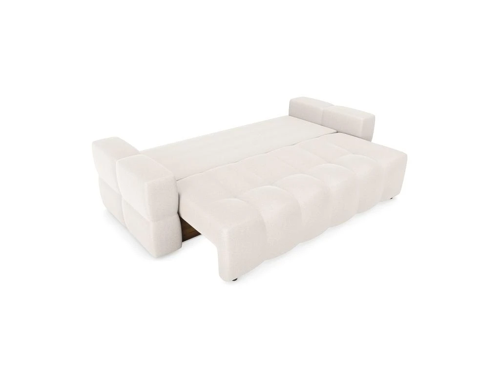 Canapé 4 Places Convertible Coffre Noyer Tissu Tramé Crème 6 Canapé 4 Places Convertible Coffre Noyer Tissu Tramé Crème – Image 6