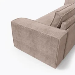 Canapé Convertible Express Dunlopillo Velours Côtelé Taupe 140cm -Promos Chesteris Boutique canape 22802781