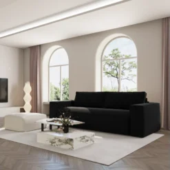 Canapé Convertible Express Dunlopillo Velours Noir 140cm