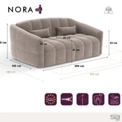 Canapé Convertible Express Dunlopillo Velours Taupe 140cm -Promos Chesteris Boutique canape 22802841