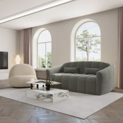 Canapé Convertible Express Dunlopillo Velours Gris Graphite 140cm