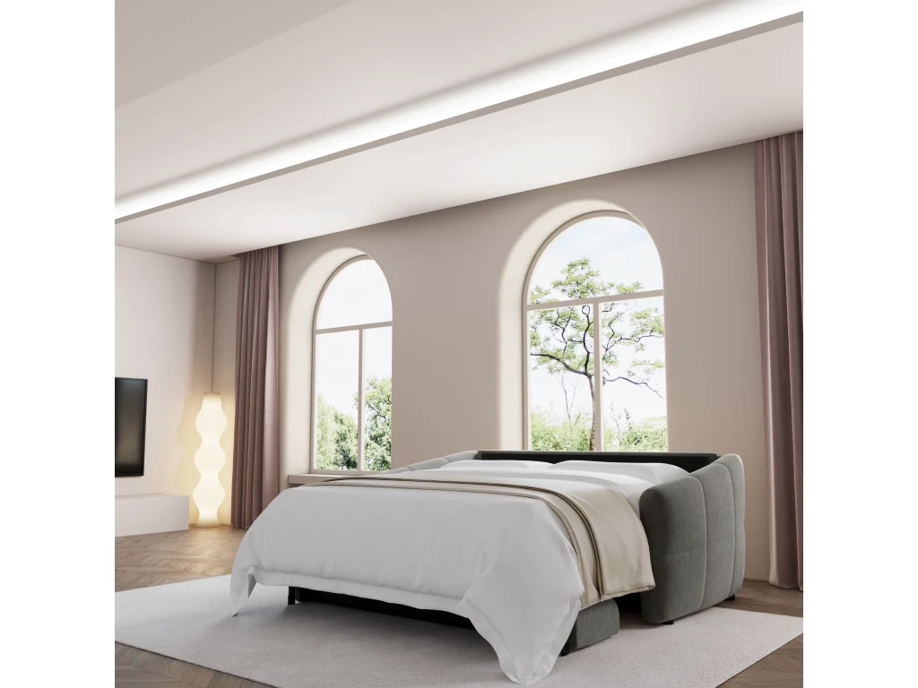 Canapé Convertible Express Dunlopillo Velours Gris Graphite 140cm 2 Canapé Convertible Express Dunlopillo Velours Gris Graphite 140cm – Image 2