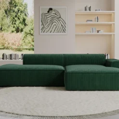 Canapé D'angle Droit En Velours Côtelé Vert Sapin NEPIRI -Promos Chesteris Boutique canape 22853855