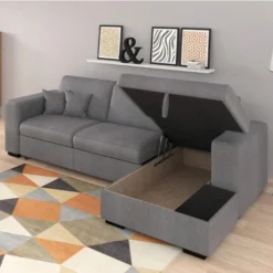 Canapé Convertible D'angle Droit 4 Places En Tissu Gris Clair - CA00003 -Promos Chesteris Boutique canape 22928135