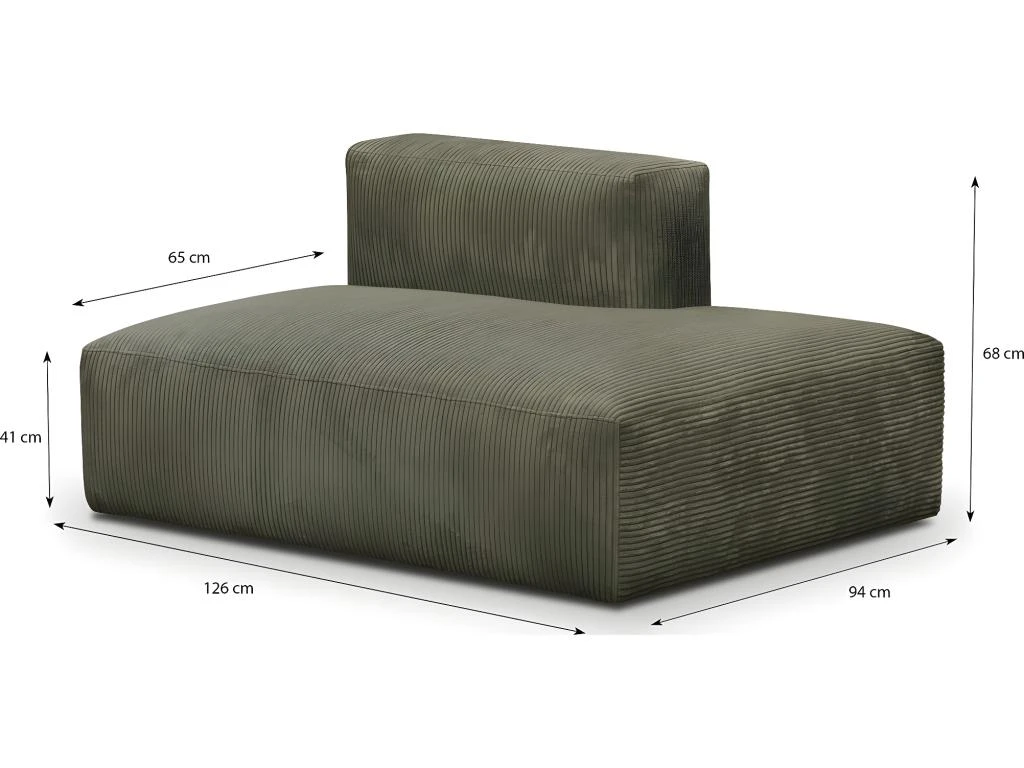 Module D'angle Ouvert à Droite 2 Places En Velours Côtelé Vert Kaki - Modulo 3 Module D'angle Ouvert à Droite 2 Places En Velours Côtelé Vert Kaki - Modulo – Image 3