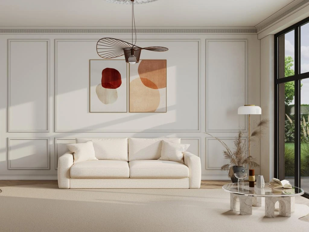 Canapé 3 Places En Tissu Beige JULINA 8 Canapé 3 Places En Tissu Beige JULINA – Image 8