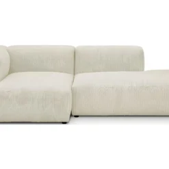 Canapé D'angle à Gauche Modulable Avec Méridienne 3/4 Places En Velours Côtelé Beige - Modulo