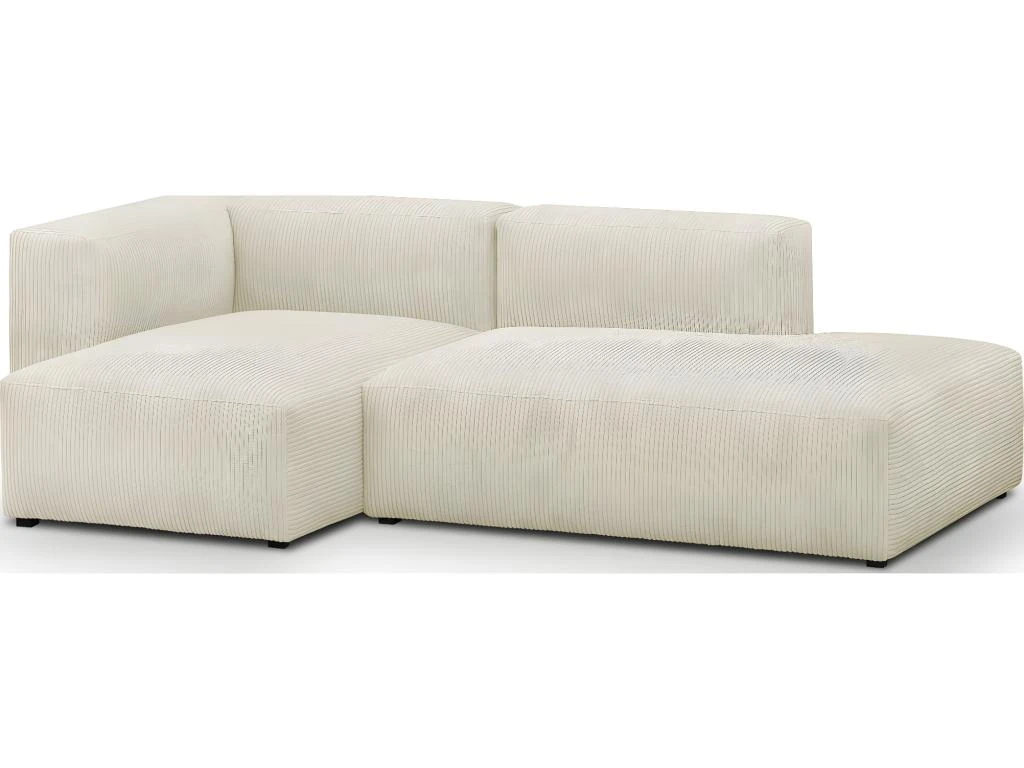 Canapé D'angle à Gauche Modulable Avec Méridienne 3/4 Places En Velours Côtelé Beige - Modulo 3 Canapé D'angle à Gauche Modulable Avec Méridienne 3/4 Places En Velours Côtelé Beige - Modulo – Image 3