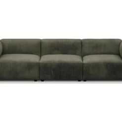 Canapé Modulable 4 Places En Velours Côtelé Vert Kaki - Modulo