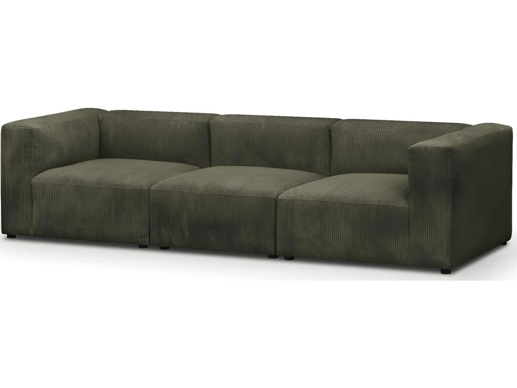 Canapé Modulable 4 Places En Velours Côtelé Vert Kaki - Modulo 3 Canapé Modulable 4 Places En Velours Côtelé Vert Kaki - Modulo – Image 3