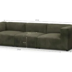 Canapé Modulable 4 Places En Velours Côtelé Vert Kaki - Modulo 8 Canapé Modulable 4 Places En Velours Côtelé Vert Kaki - Modulo -Promos Chesteris Boutique canape 22971879