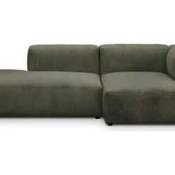 Canapé D'angle à Droite Modulable Avec Méridienne 3/4 Places En Velours Côtelé Vert Kaki - Modulo