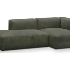 Canapé D'angle à Droite Modulable Avec Méridienne 3/4 Places En Velours Côtelé Vert Kaki - Modulo -Promos Chesteris Boutique canape 22986413