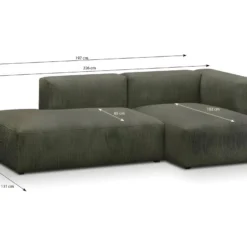 Canapé D'angle à Droite Modulable Avec Méridienne 3/4 Places En Velours Côtelé Vert Kaki - Modulo -Promos Chesteris Boutique canape 22986417