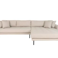 Lido - Canapé D'angle Droit En Tissu Pieds Métal L290cm - Couleur - Beige