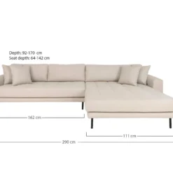 Lido - Canapé D'angle Droit En Tissu Pieds Métal L290cm - Couleur - Beige -Promos Chesteris Boutique canape 23004377