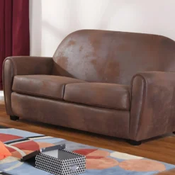 Canapé 2/3 Places Microfibre Aspect Cuir Vieilli Club VICTORY II -Promos Chesteris Boutique canape 231557