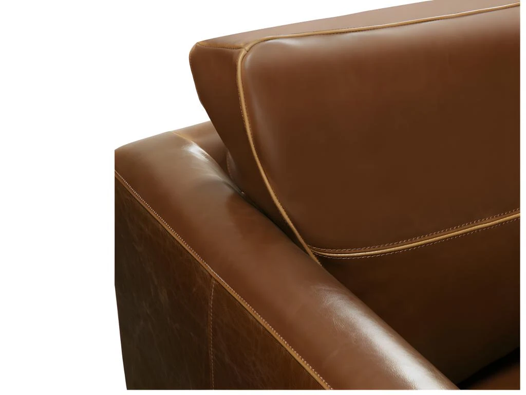 Canapé 3 Places En Cuir Vieilli ALEGAN - Marron 5 Canapé 3 Places En Cuir Vieilli ALEGAN - Marron – Image 5
