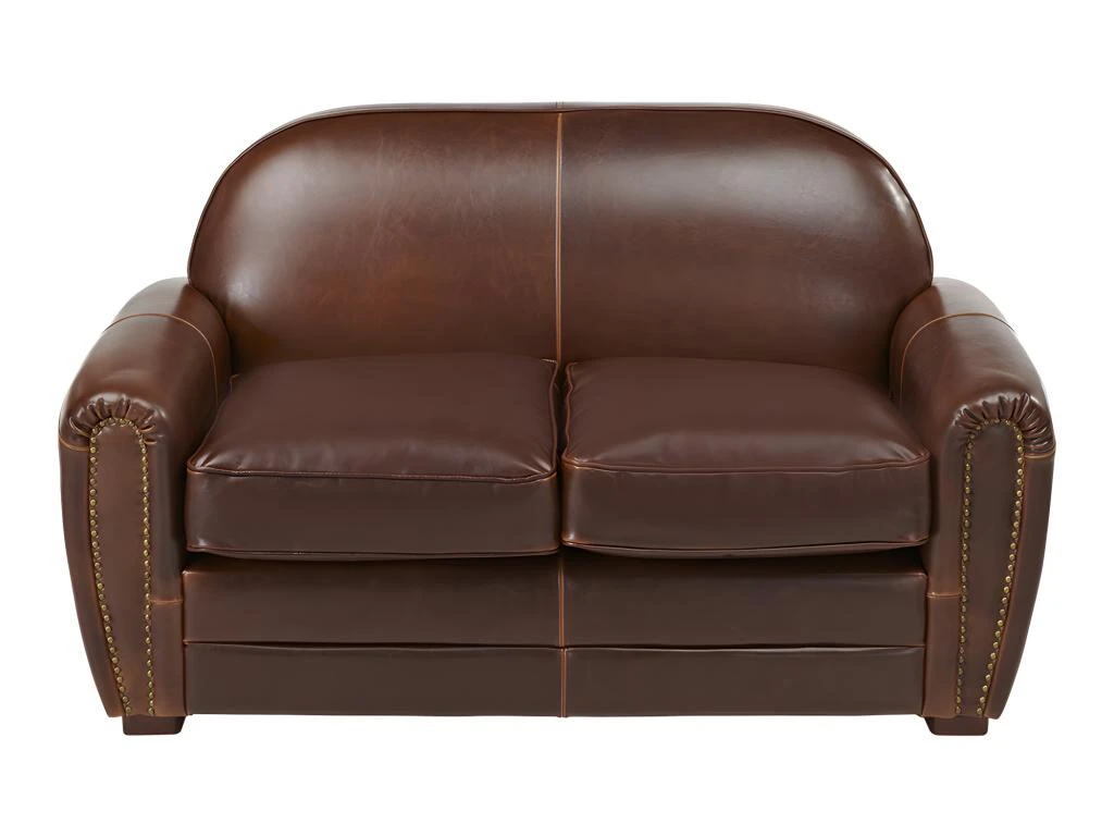 Canapé 2 Places Club 100% Cuir Vieilli BAUDOIN - Marron 9 Canapé 2 Places Club 100% Cuir Vieilli BAUDOIN - Marron – Image 9
