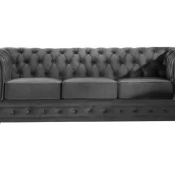 Canapé 3 Places CHESTERFIELD - Velours Anthracite -Promos Chesteris Boutique canape 237687